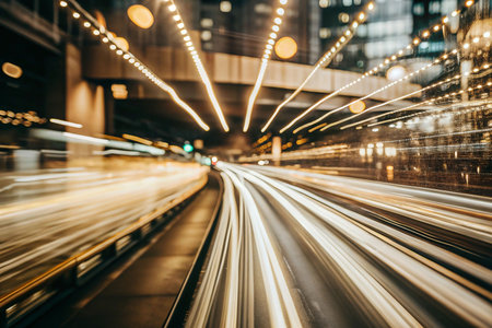 City street tunnel night motion blurの素材