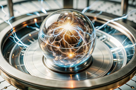 Crystal sphere, energy, steampunk, intricate deviceの素材