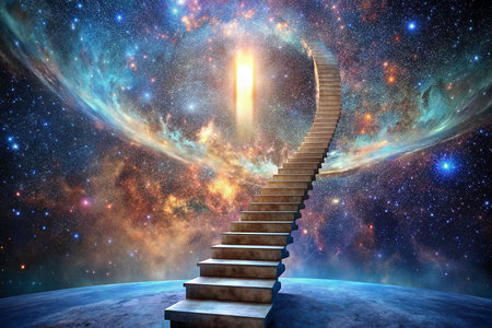 Spiral staircase to Heaven in cosmic nebulaの素材