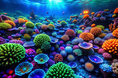 Vibrant coral reef underwater sceneの素材