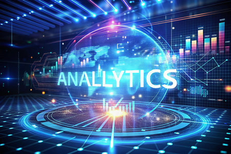 Futuristic global analytics displayの素材