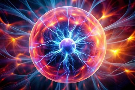 Plasma sphere, glowing, energy, abstract, cosmic background, visual artの素材