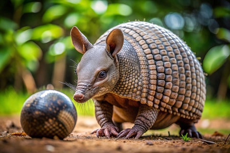 Armadillo Investigating Ball in Natural Habitatの素材