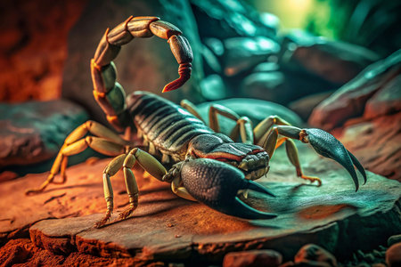 Desert Scorpion on Rock, Cave-like Setting, Striking Detail, Natureの素材