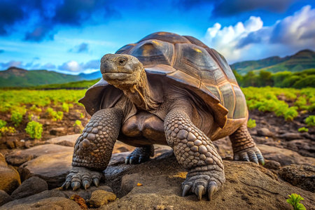 Galapagos Tortoise on Rocks,  Island Landscape,  Wildlife,  Natureの素材