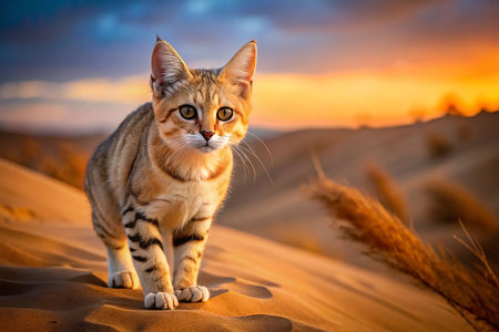 Desert Cat Kitten at Sunsetの素材