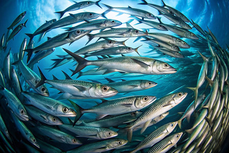 Tropical fish school, underwater, coral reef, sunbeamsの素材