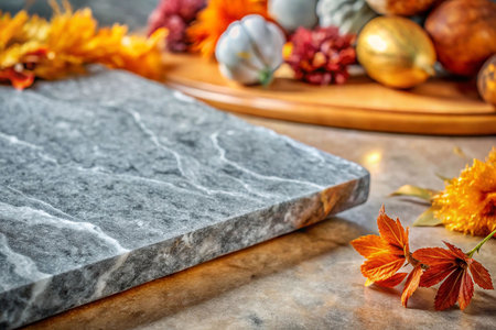 Gray stone cutting board, autumnal display, kitchen countertopの素材