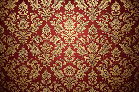 Luxurious red damask wallpaper patternの素材