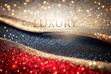 Luxury glitter background with gold, black, and redの素材