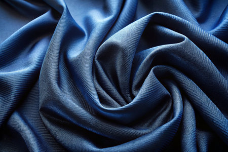 Draped deep blue satin fabric textureの素材