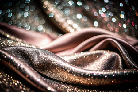 Rose Gold Fabric Drape with Bokeh Backgroundの素材