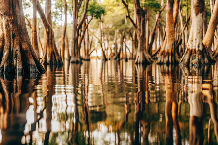 Swamp Forest Reflection Sunlight Calmの素材