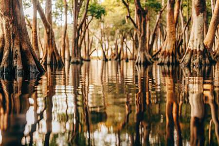 Swamp Forest Reflection Sunlight Calmの素材