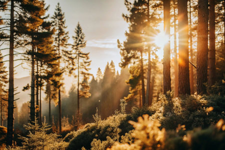 Golden Sunlight Forest Landscapeの素材