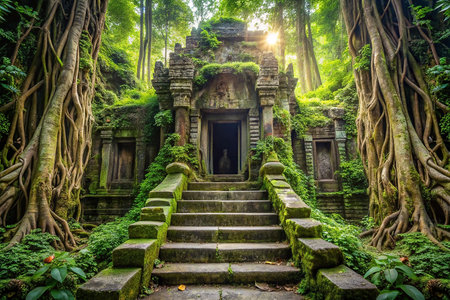 Lush jungle temple ruins, sunlightの素材