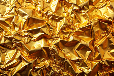 Gold foil crumpled texture backgroundの素材