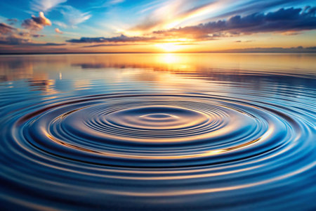 Ripples on Calm Water at Sunsetの素材