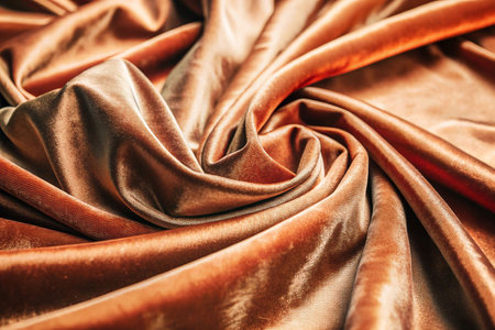 Copper silk drapes, luxurious folds, studio shotの素材