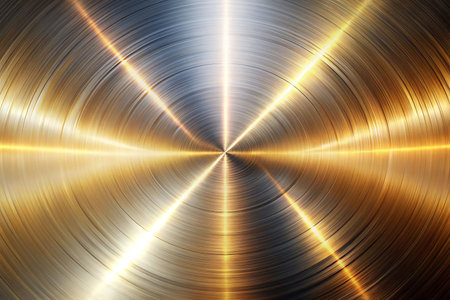 Golden metal circular brushed surface abstract backgroundの素材