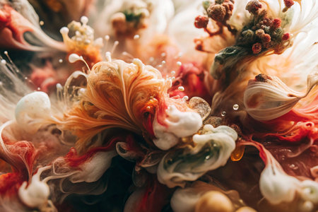 Abstract Ink Explosion, Colorful Liquid in Motion, Studio Close-up, Background of swirling Colorsの素材