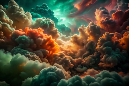 Dramatic colorful cloudscape, vibrant sky, powerful stormの素材