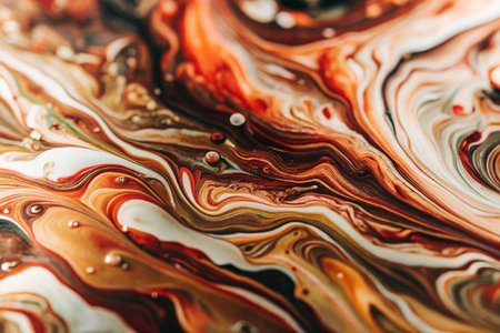 Abstract paint swirls, colorful liquid art, close-up view, background of colorful paintの素材