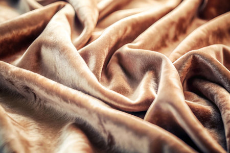Draped, luxurious, light brown velvet fabric textureの素材