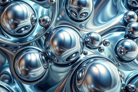 Abstract liquid metal spheres, flowing shapes, backgroundの素材