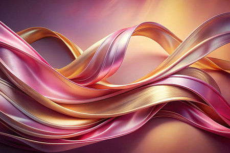 Abstract swirling ribbons, elegant design, pastel colors, soft lightingの素材