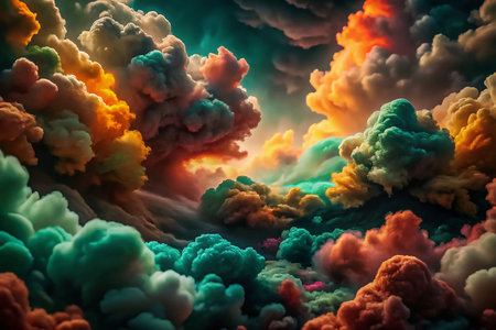 Colorful cloudscape, vibrant sky, dramatic clouds, surreal atmosphereの素材