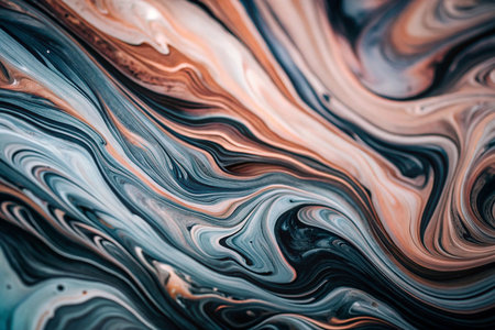 Abstract swirls of paint, dynamic color mixing on a surface, background textures.  Possible use  wallpaper, prints, backgroundsの素材