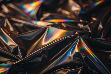Iridescent fabric folds, studio shotの素材
