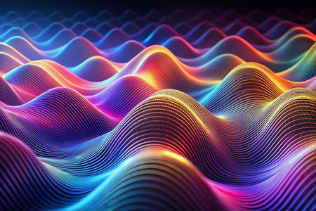 Abstract vibrant wavy lines digital art backgroundの素材