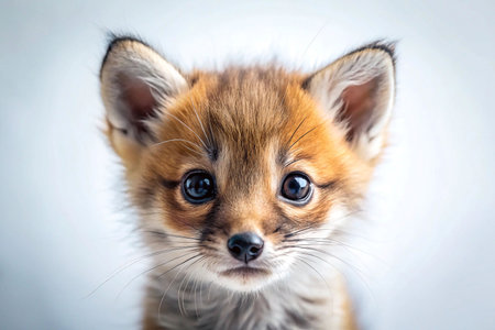 Adorable red fox kit portrait.の素材