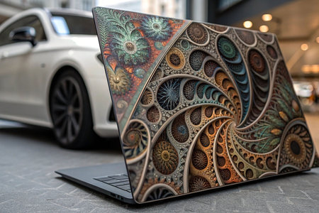Intricate fractal design laptop skin outdoors.の素材