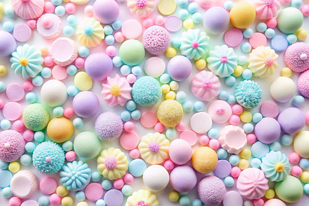 Pastel candy background, various shapes and colors.の素材