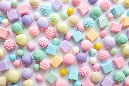 Pastel-colored candy background.の素材