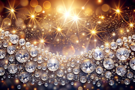 Glittering background with bokeh lights and stars. 3d illustrationの素材