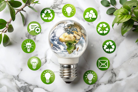 Earth Globe Lightbulb Sustainable Icons Marbleの素材