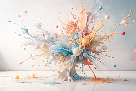 Colorful paint explosion, studio, pastel colors, abstract backgroundの素材