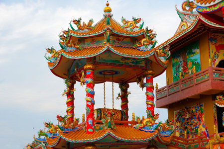 Chinese style roof decorationのeditorial素材