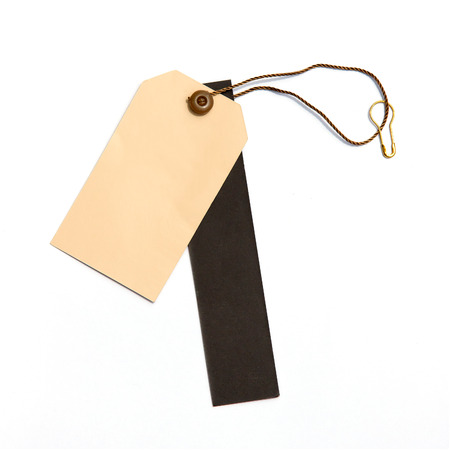 brown tag label and black tag label price on white backgroundの写真素材