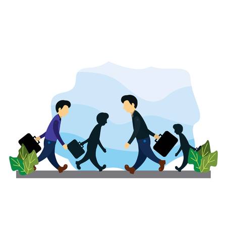 Illustration of a group of office workers who were leaving for workのイラスト素材