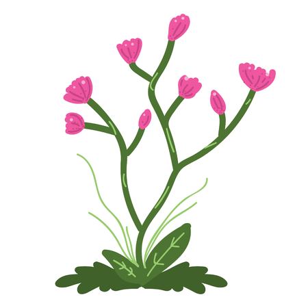 Illustration of shrub plants with pink flowersのイラスト素材