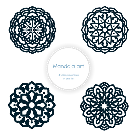 Mandala art pack with abstract floral ornament.Vintage ornament texture mandalaのイラスト素材