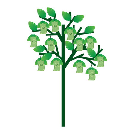 Illustration of trees that bear money. describe financially well-establishedのイラスト素材