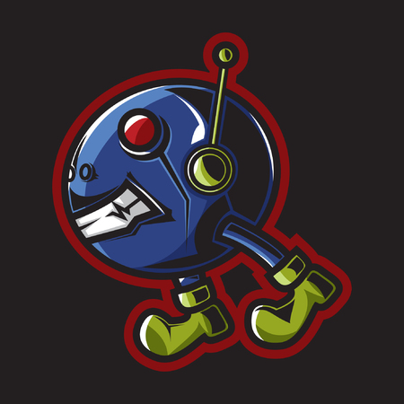 Illustrated design of a robot in a modern style. Applied to gaming logo design and e-sportのイラスト素材