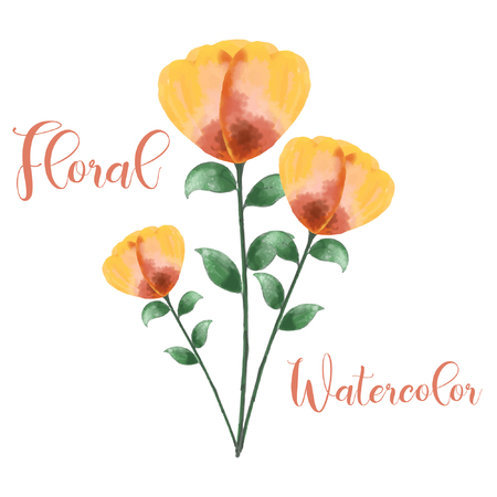 Flower watercolor design element. Watercolor floral vector artのイラスト素材