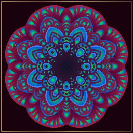 Mandala art with abstract circular floral motifs. Mandala vintage ornamentalのイラスト素材